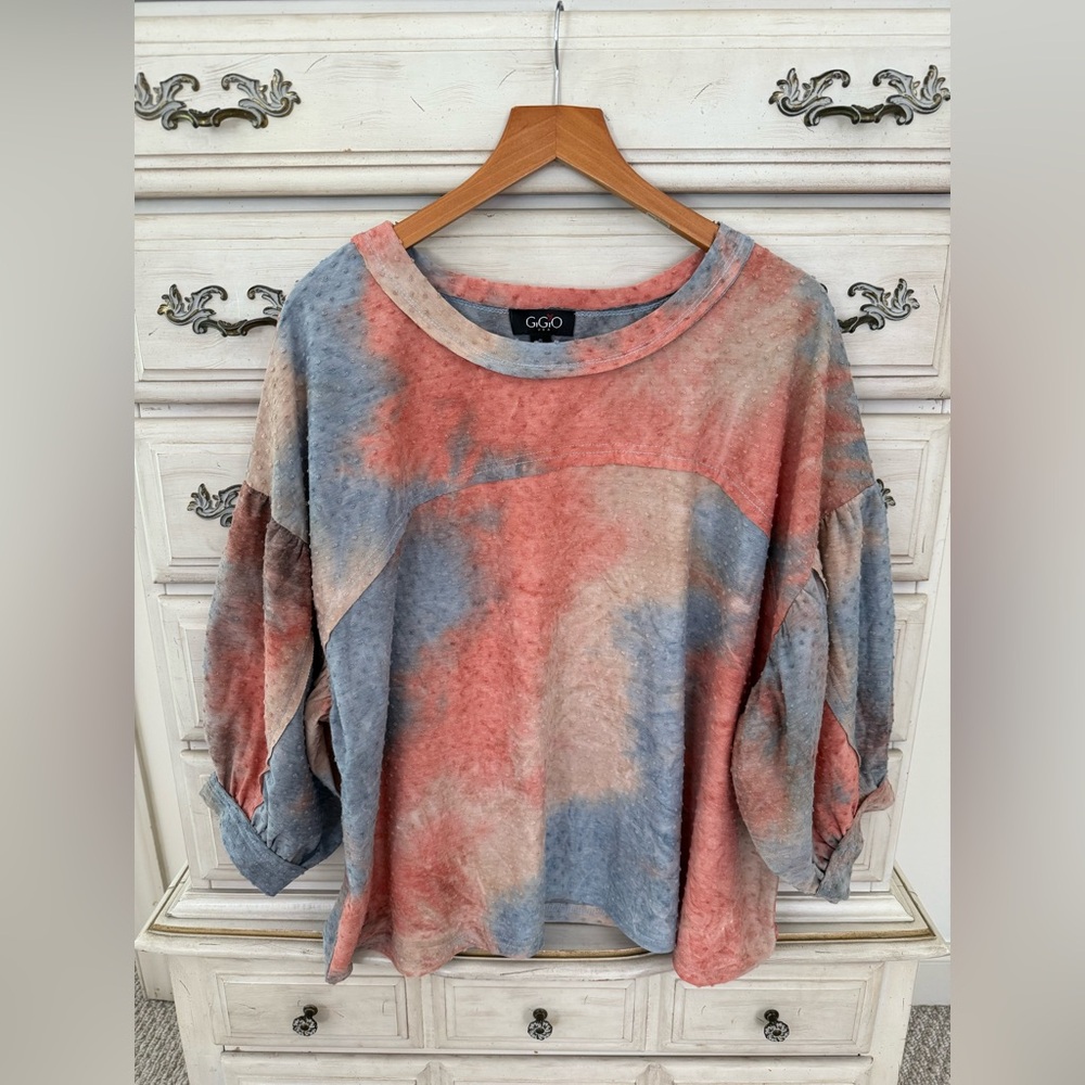 GIGIO Women's Multicolor Tie-Dye blouse Round neck - Picture 3 of 7